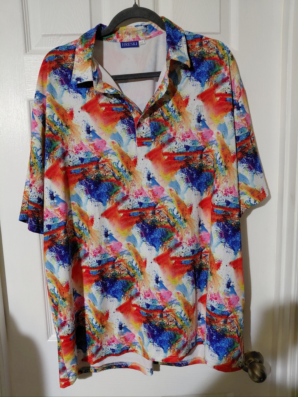 HRESKI Men's Golf Polo Shirt size XXL Paint Splatter Design